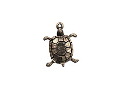 Stampt Antique Pewter (plated) Turtle Charm 12.5x17mm