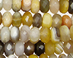 Yellow Botswana Agate w/ Gray Faceted Rondelle 10mm
