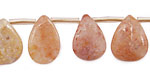 Natural Pink Agate Waved Leaf Drop 13x18mm