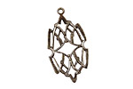 Stampt Pewter (plated) Stained Glass Filigree Drop 17x32mm