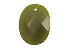 Olive Jade Faceted Oval Pendant 23x30mm