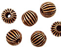 Antique Copper Fluted Round 10mm
