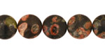 Black Leopardskin Jasper Puff Coin 12mm