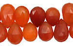 Carnelian (natural-orange) Faceted Flat Teardrop 10-14x13-16mm