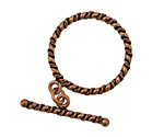 Antique Copper Toggle Clasp w/ Single Twist Roping 22mm, 29mm bar