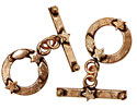 Antique Copper Toggle Clasp with Stars & Leaves 16mm, 22mm Bar