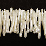 Pearly White Biwa Stick Top-Drilled 26-36mm
