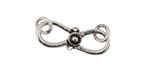 Antique Silver (plated) Sun S-Hook with Ring 27x10mm, 7mm Ring