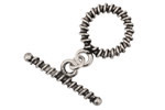 Antique Silver (plated) Coiled Toggle Clasp 18mm, 28mm bar