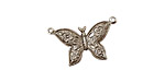 Stampt Pewter (plated) Etched Butterfly Connector 24x18mm