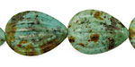 African Turquoise Carved Flat Teardrop 25x18mm