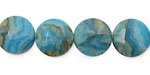 Larimar Blue Crazy Lace Faceted Coin 14mm