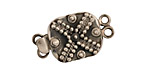 Sterling Silver Square Box Clasp w/ Beaded 24x16mm