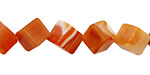 Orange Botswana Agate Diagonal Drilled Cube 8mm