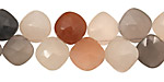 Moonstone (multi) Faceted Diamond Drop 9-11x10-12mm