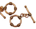 Antique Copper Toggle Clasp with 4 Coils 16mm, 25mm Bar