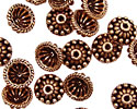 Antique Copper Fluted Bead Caps w/ Roped & Beaded Rings 10mm