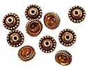 Antique Copper Bead Caps with Beaded Rings 9.5mm