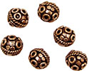 Antique Copper Round w/ Circles & Coins 10mm