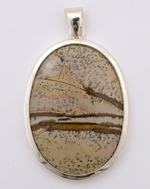 Artistic Jasper Oval Pendant in Sterling Silver 35x45mm