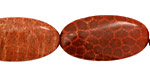 Fossil Coral (red) Flat Oval 30x15mm