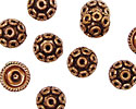 Antique Copper Bead Caps w/ Circles & Roping 11mm