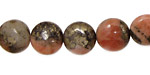 Rhodonite w/ Pyrite Puff Coin 12mm