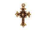 TierraCast Antique Gold (plated) Fleur Cross Charm 18x26mm