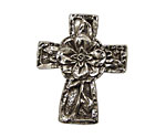 Green Girl Pewter Flower Cross 30x37mm