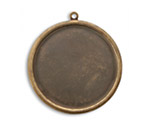 Vintaj Natural Brass Circle Bezel Pendant 32mm