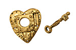 Green Girl Gold (plated pewter) Heart and Key Toggle