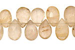 Rutilated Quartz Faceted Flat Teardrop 7-10x11-14mm
