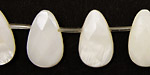 White Fresh Water Shell Faceted Flat Drop 12x20-21mm