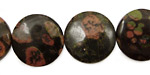 Black Leopardskin Jasper Puff Coin 18mm