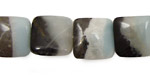 Amazonite Blk. Tourmaline Puff Square 14mm