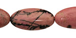 Rhodonite (w/ extra black matrix) Flat Oval 28-29x15mm