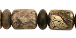 Black Silver Leaf Barrel Rondelle 14x18mm