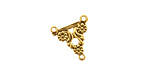 Stampt Antique Gold (plated) Three Daisies 3 Ring Connector 14x15mm
