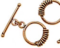 Antique Copper Toggle Clasp with Large Coil 20mm, 30mm Bar