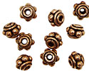 Antique Copper Rondelle with Beaded Ring 8x10mm