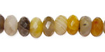 Yellow Botswana Agate w/ Gray Faceted Rondelle 10mm