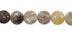 Bamboo Leaf Agate Puff Coin 10mm