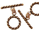 Antique Copper Toggle Clasp w/ Single Twist Rope 26mm, 28mm Bar