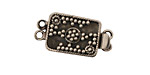Sterling Silver Rectangle Box Clasp w/ Beaded Floral Vine 26x13mm
