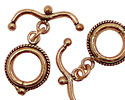 Antique Copper Fancy Toggle Clasp with Wavy Bar 17mm, 29mm Bar 