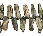 Silver Green Biwa Top-Drilled 6-10x18-28mm