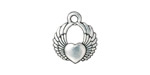 TierraCast Antique Silver (plated) Winged Heart Charm 15x17mm