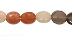 Moonstone (multi) Faceted Flat Oval 9-12x8-11mm