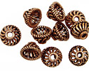 Antique Copper Twisted Bead Caps with Roping 11-12mm
