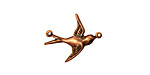 Stampt Antique Copper (plated) Eastward Bird Connector 18x12mm